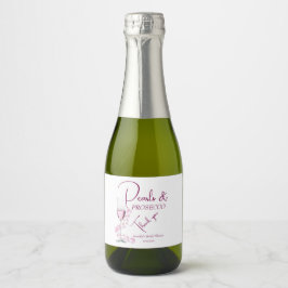 Parels & Prosecco Blush Roze Elegant Vrijgezellenf Sparkling Wijnetiket