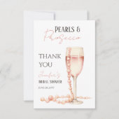 Parels & Prosecco Blush Roze Vrijgezellenfeest Fav Bedankkaart (Voorkant)
