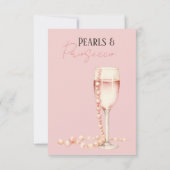 Parels & Prosecco Blush Roze Vrijgezellenfeest Fav Bedankkaart (Achterkant)