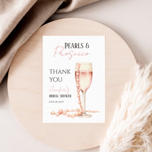 Parels & Prosecco Blush Roze Vrijgezellenfeest Fav Bedankkaart