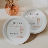 Parels & Prosecco Blush Roze Vrijgezellenfeest Papieren Bordje