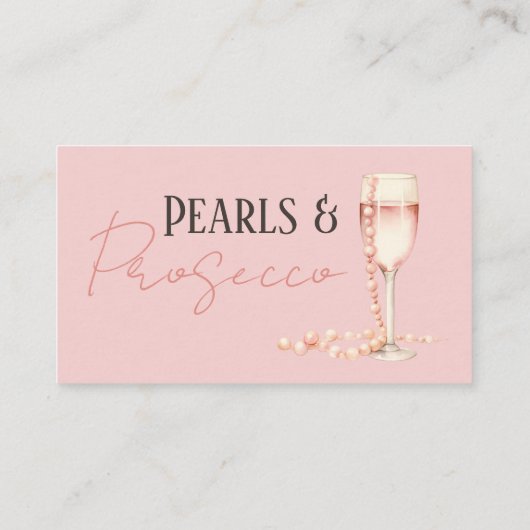 Parels & Prosecco Blush Roze Vrijgezellenfeest Rec Informatiekaartje (Achterkant)