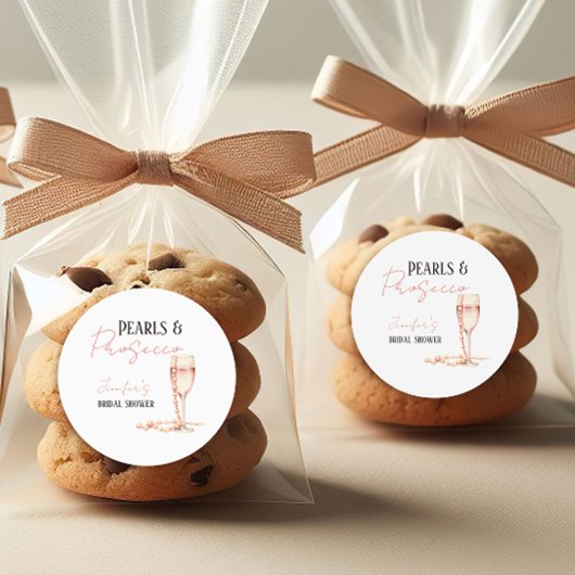 Parels & Prosecco Blush Roze Vrijgezellenfeest Ronde Sticker