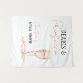 Parels & Prosecco Blush Roze Vrijgezellenfeest Wandkleed (Voorkant (horizontaal))