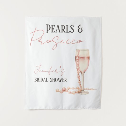 Parels & Prosecco Blush Roze Vrijgezellenfeest Wandkleed (Voorkant)