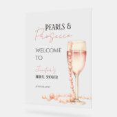 Parels & Prosecco Blush Roze Vrijgezellenfeest Wel Acryl Bord (Hoek)