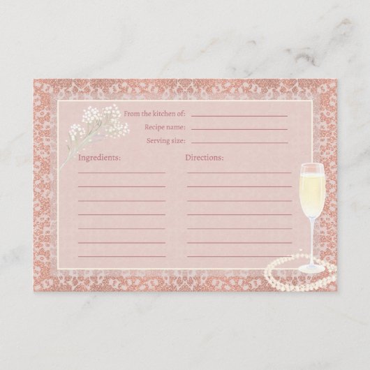 Parels & Prosecco Blush Vrijgezellenfeest Recept Informatiekaartje (Voorkant)