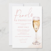 Parels & Prosecco Blush Waterverf Vrijgezellenfees Kaart (Voorkant)