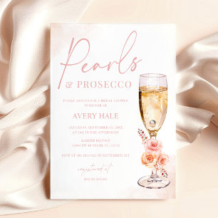 Parels & Prosecco Blush Waterverf Vrijgezellenfees Kaart