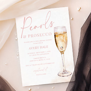 Parels & Prosecco Blush Waterverf Vrijgezellenfees Kaart