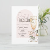 Parels Prosecco Boho Bloemen Brunch & Bruisend Kaart (Staand voorkant)