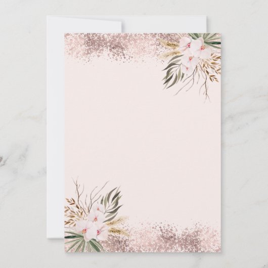 Parels Prosecco Boho Bloemen Brunch & Bruisend Kaart (Achterkant)