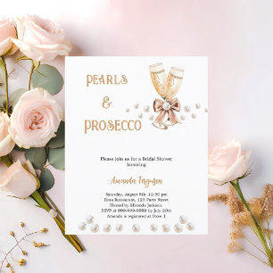 Parels Prosecco boog Bruids Douche uitnodiging