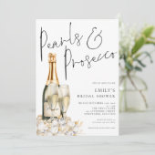 Parels Prosecco Bottle Florals Vrijgezellenfeest Kaart (Staand voorkant)