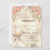 Parels Prosecco Bow Glitter Drips Boho Rozen Kaart (Voorkant)