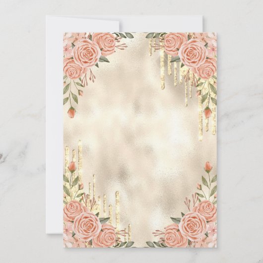 Parels Prosecco Bow Glitter Drips Boho Rozen Kaart (Achterkant)