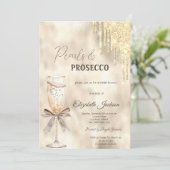 Parels Prosecco Bow Glitter Drips Kaart (Staand voorkant)