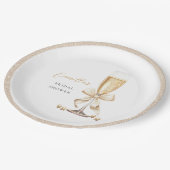 Parels & Prosecco Bow Vrijgezellenfeest Papieren Bordje (Gekanteld)