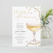 Parels & Prosecco Bridal Douche Uitnodiging (Staand voorkant)