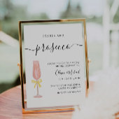 Parels & Prosecco Bridal Douche Uitnodiging Reclamebord Met Voetstuk