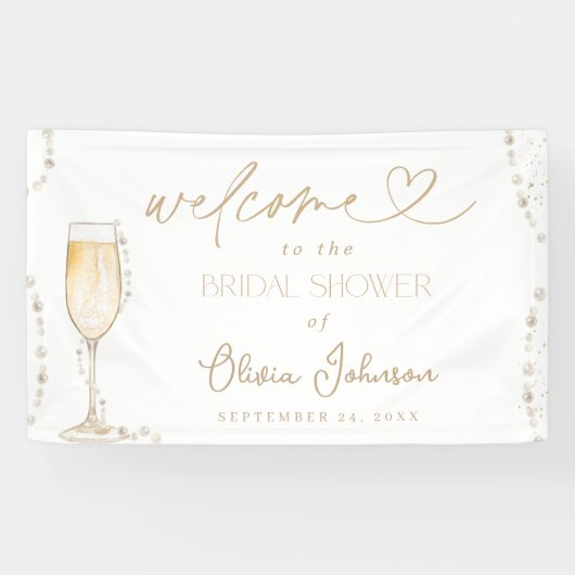 Parels & Prosecco Bridal Welkomstbord Banner (Horizontaal)
