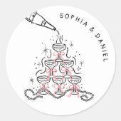 Parels & Prosecco Bruidsfeest Cirkelsticker Ronde Sticker (Voorkant)