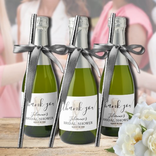 Parels & Prosecco Bruidsfeest Dank Je Sparkling Wijnetiket