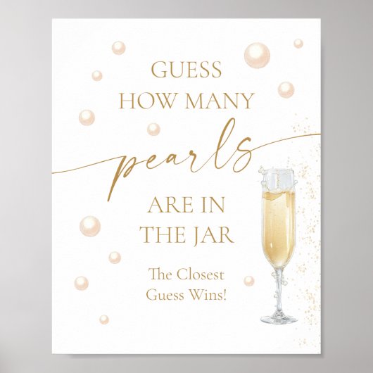 Parels Prosecco Bruidsfeest Gok Hoeveel Spel Poster (Voorkant)