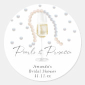 Parels & Prosecco - bruidsfeest Ronde Sticker (Voorkant)