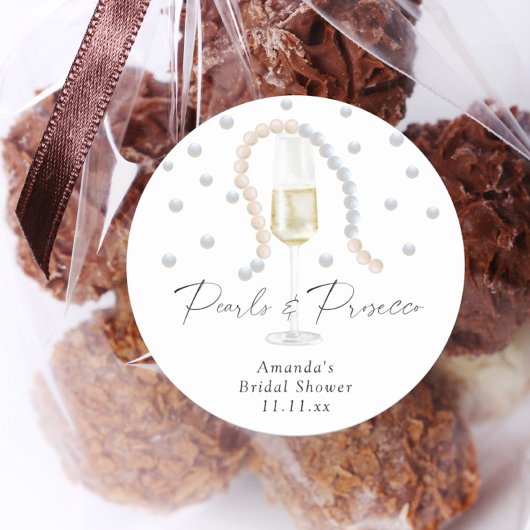 Parels & Prosecco - bruidsfeest Ronde Sticker