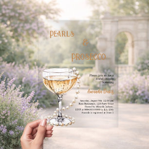 Parels Prosecco Bruidsfeest transparant Acryl Uitnodigingen
