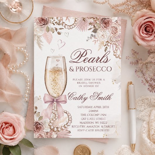 Parels & Prosecco Bruidsfeest Uitnodiging