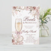 Parels & Prosecco Bruidsfeest Uitnodiging (Staand voorkant)
