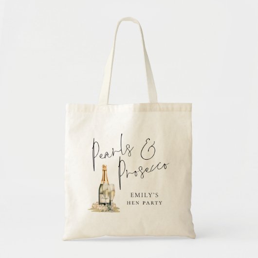 Parels Prosecco Bruidsmeisje Naam Hen Party Tote Bag (Voorkant)