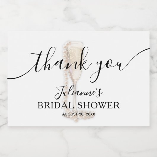 Parels & Prosecco Bruidsmeisjesfeest Bedankt Sparkling Wijnetiket (Enkel label)