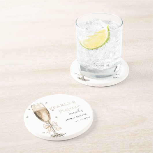 Parels & Prosecco  Bruidsmeisjeshuis Zandsteen Onderzetter (Zijkant)