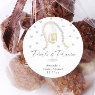 Parels & Prosecco - bruidsshower Ronde Sticker