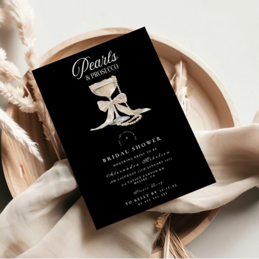 Parels & Prosecco Bruidsuitnodiging Kaart