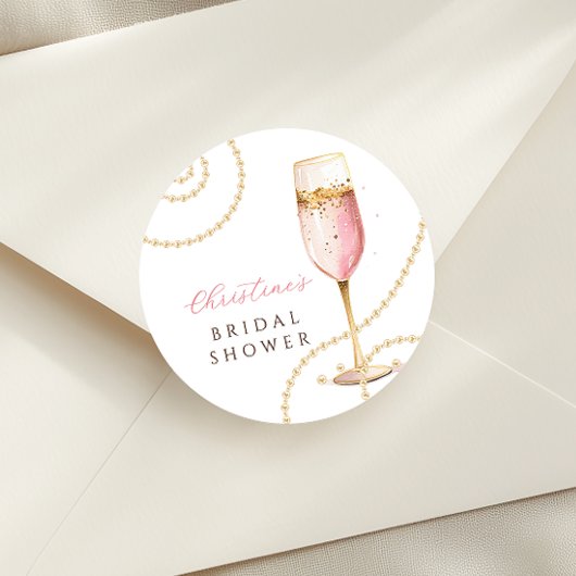 Parels Prosecco Bruiloft Borrel Ronde Sticker