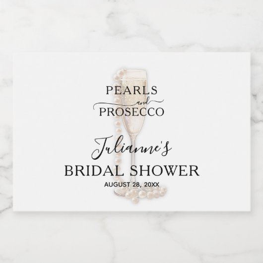 Parels & Prosecco Bruiloft Dank Je Sparkling Wijnetiket (Enkel label)