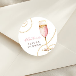 Parels Prosecco Bruiloftsfeest Ronde Sticker
