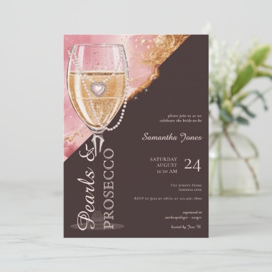 Parels & Prosecco Brunch en Bubble Vrijgezellenfee Kaart (Staand voorkant)