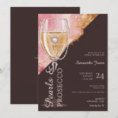 Parels & Prosecco Brunch en Bubble Vrijgezellenfee Kaart (Voorkant / Achterkant)