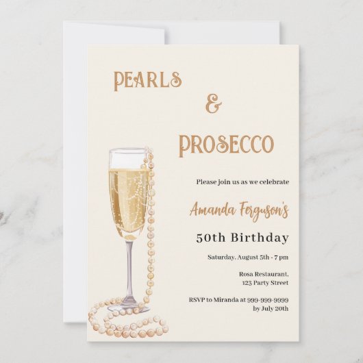 Parels Prosecco bubbel gouden verjaardag Kaart (Voorkant)