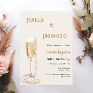 Parels Prosecco bubbel gouden verjaardag Kaart