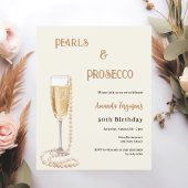 Parels Prosecco bubbel gouden verjaardagsuitnodigi