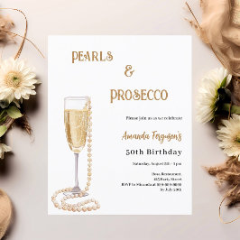 Parels Prosecco bubbelige verjaardagsuitnodiging