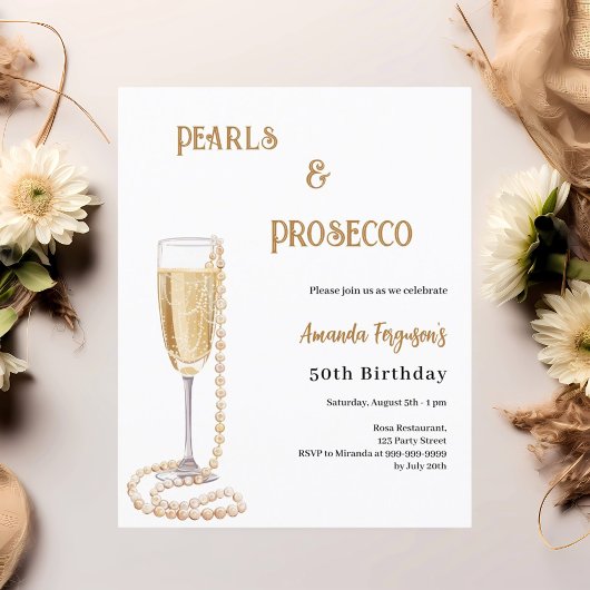 Parels Prosecco bubbelige verjaardagsuitnodiging