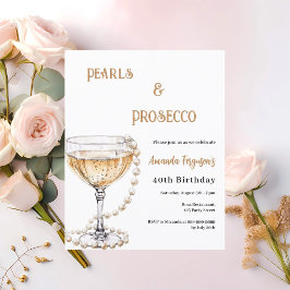 Parels Prosecco bubbels verjaardagsuitnodiging