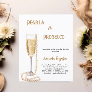 Parels Prosecco bubbly Bruids Douche uitnodiging